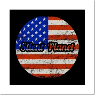 Silent Planet / USA Flag Vintage Style Posters and Art